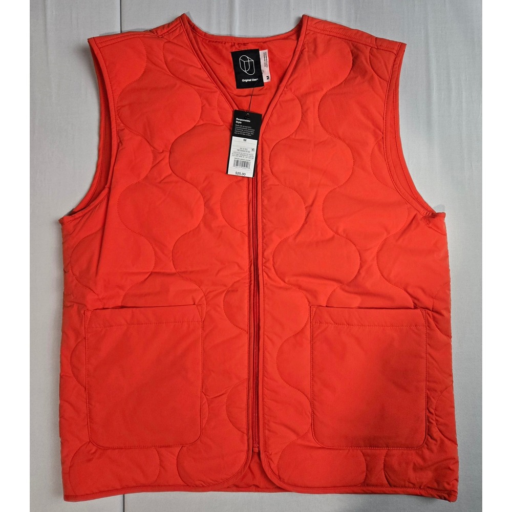 Original Use Mens Onion Quilted Zip Up Vest Orange Size Medium NWT